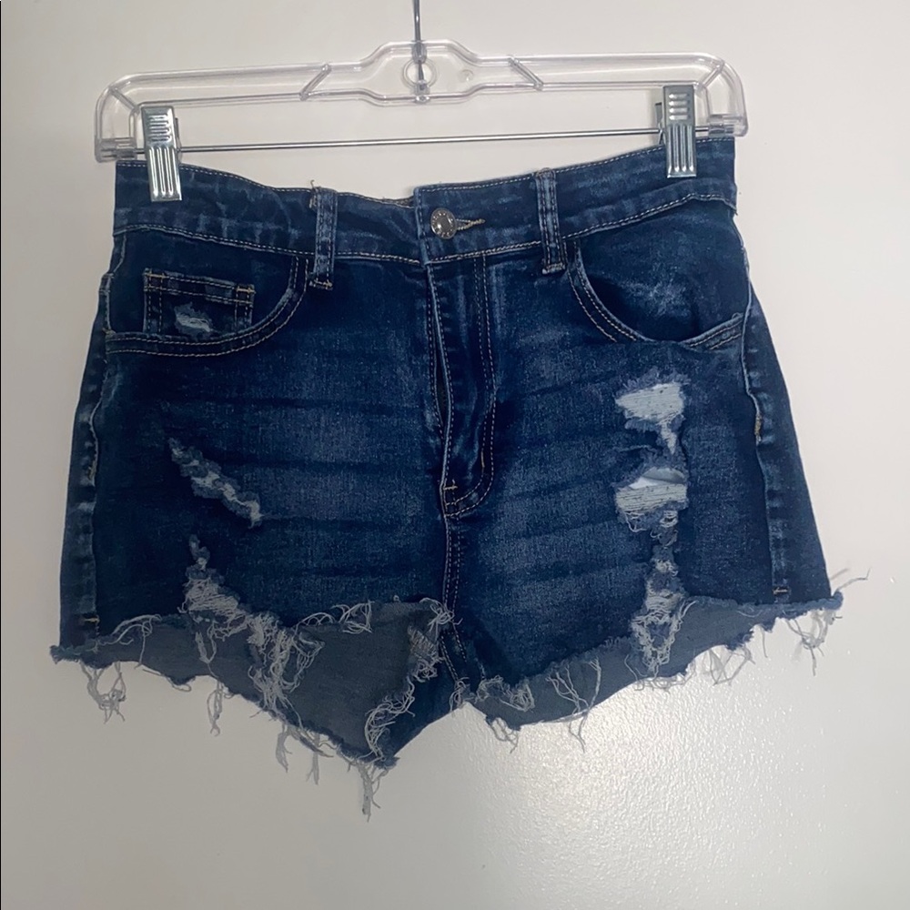SHEIN Blue Distressed Jean Shorts